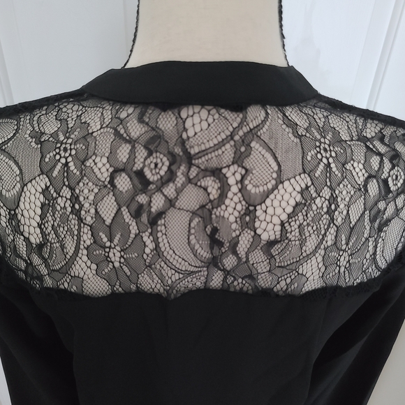 NWOT Long Tall Sally Tall Black Lace Women's Button Down Blouse - Picture 6 of 8